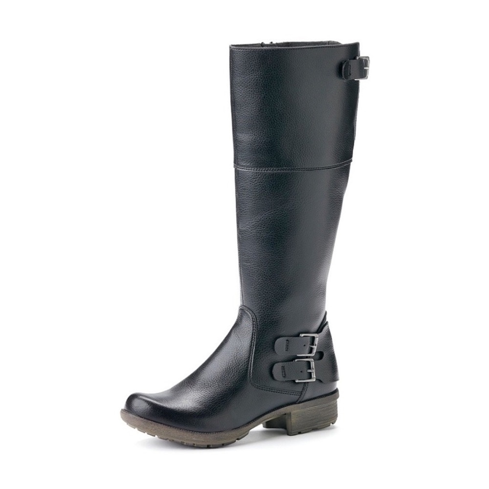 CLARKS Women's Boots Riddle Phrase 7 1/2 M Black Vegan Leather Comfort